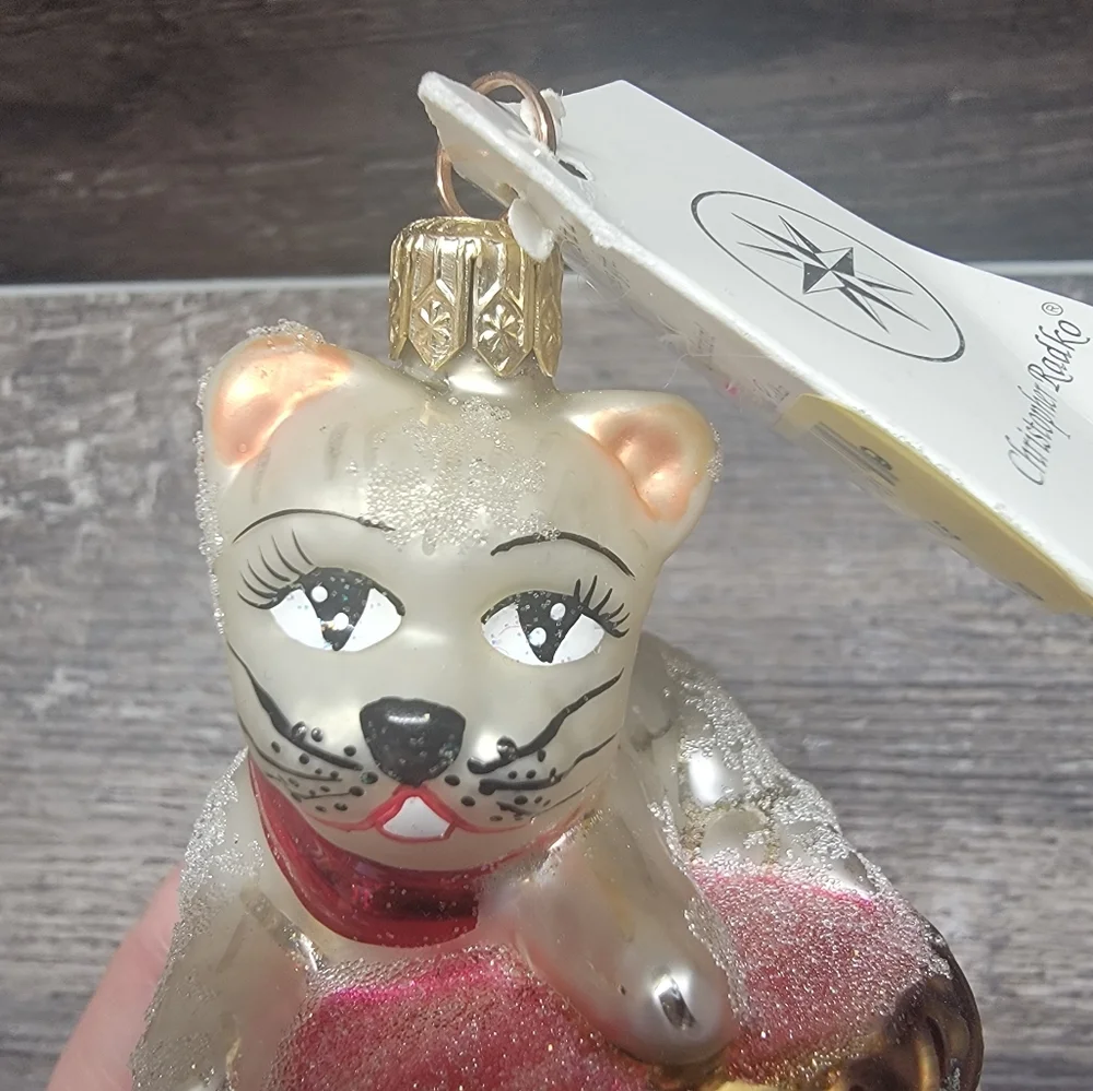 Christopher Radko White and Gold Cat Ornament NWT